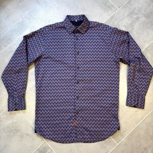 Visconti Black Mens S Chevron Abstract Geometric Aztec Button Shirt Portugal